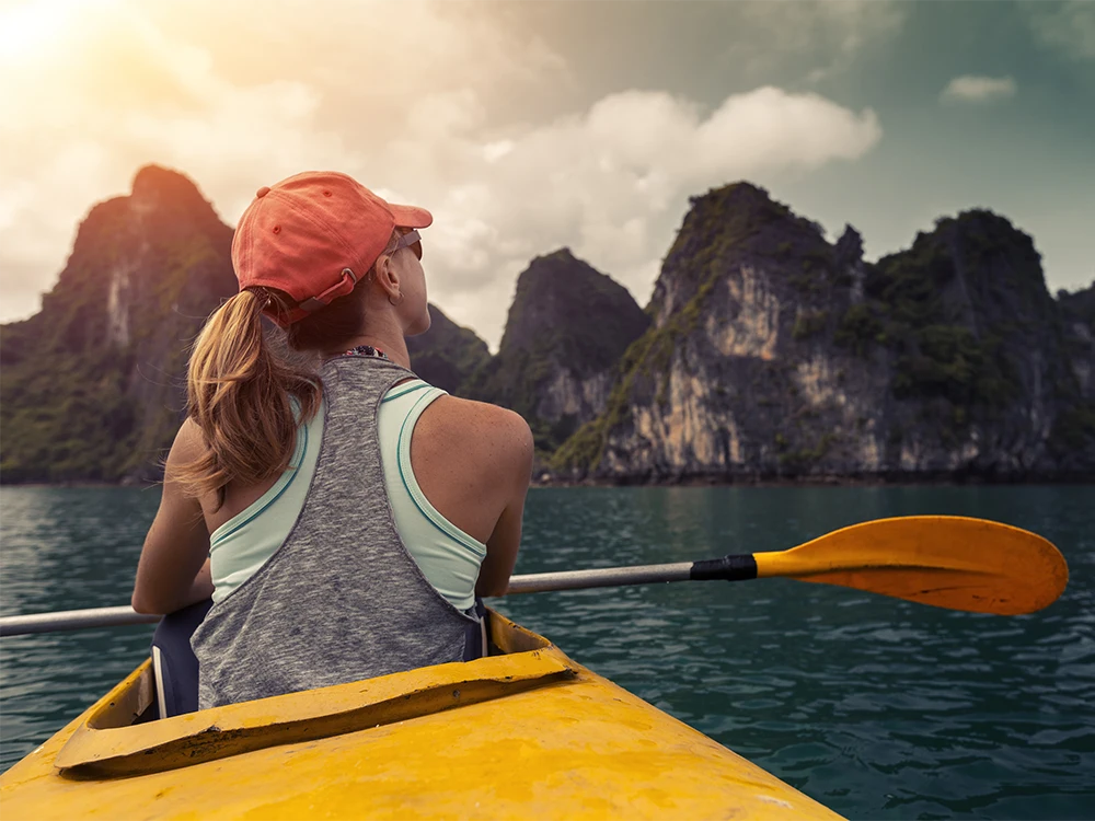 Active Woman In A Kayak